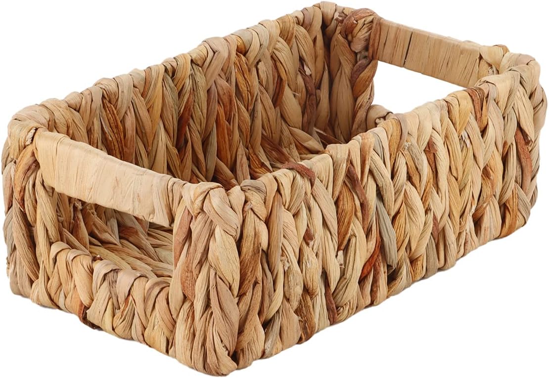 Cesta jacinto de agua mimbre asas integradas para estante