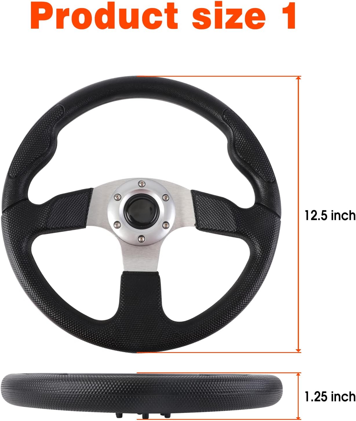 Volante carrito golf 13.7" radios plateados