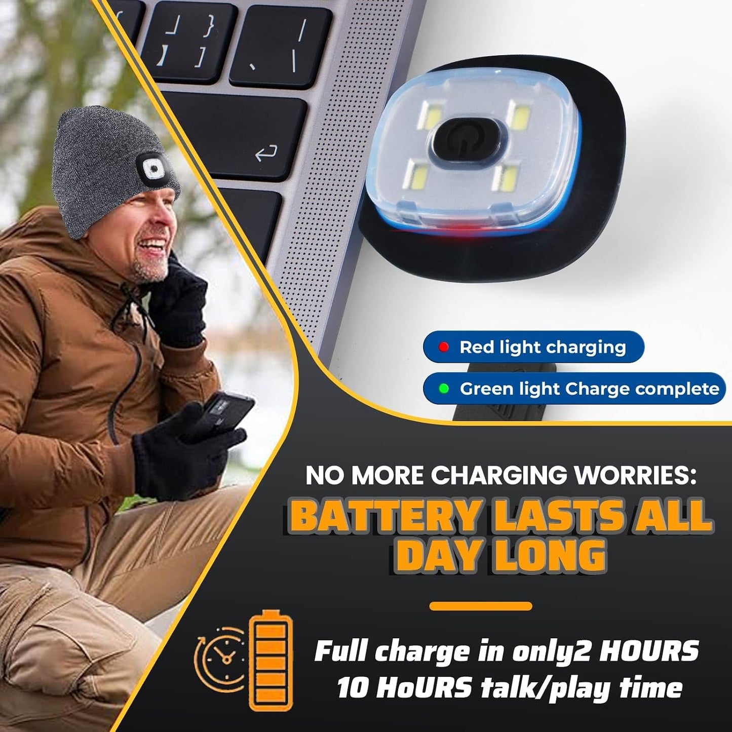 Gorro Bluetooth con luz y auriculares para hombres y mujeres