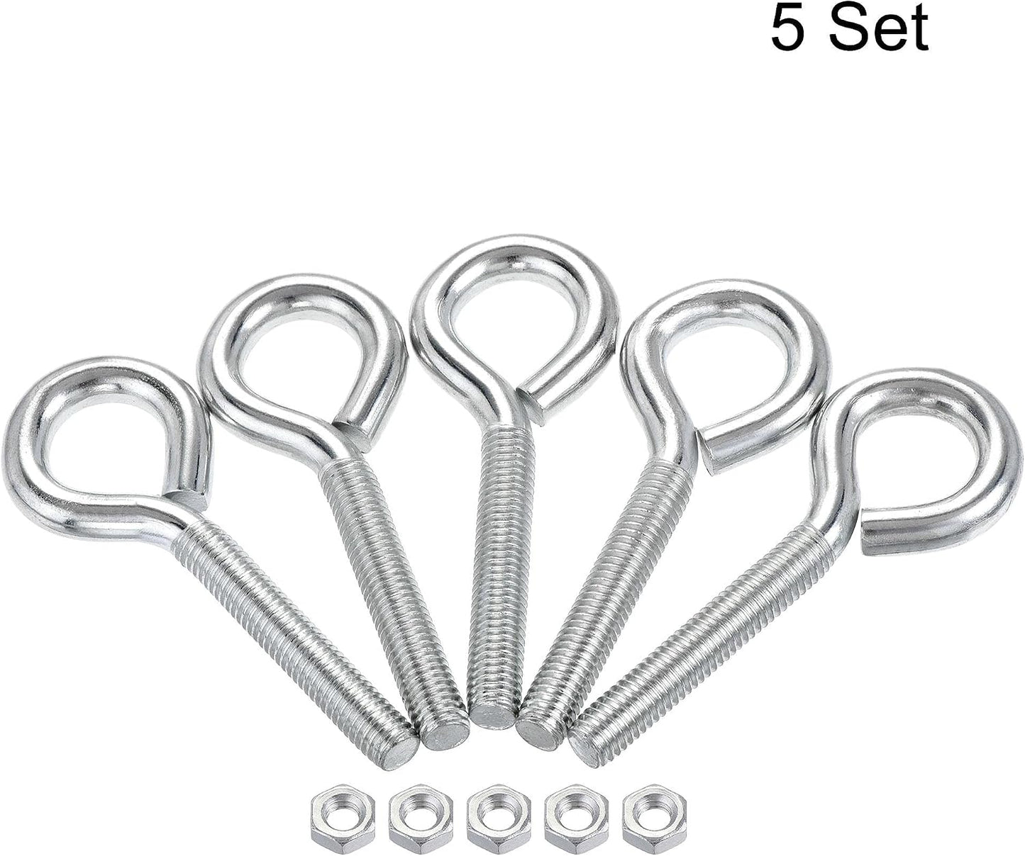 Juego 5 ganchos acero carbono con tuercas hex