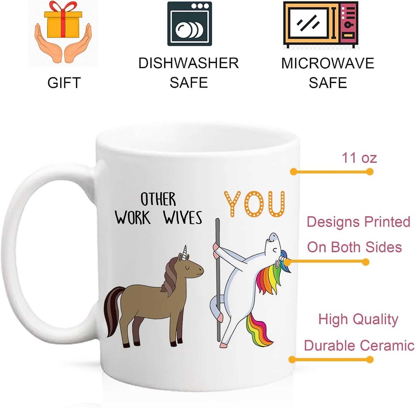 Taza café texto inglés regalo unicornio mujer 11oz