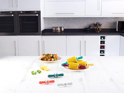 Juego 8 Pzas Soportes Barbacoa Acero Inox Brillante