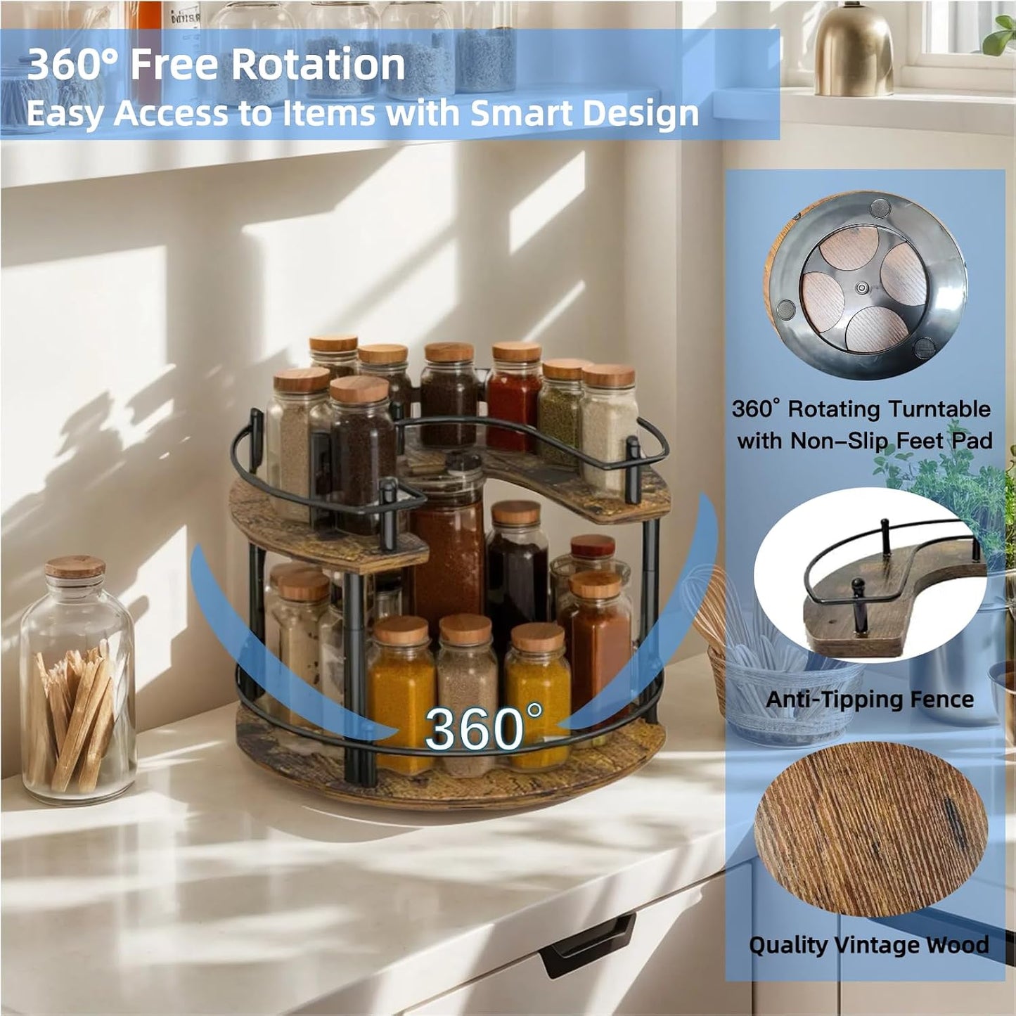 Organiz. giratorio madera 2 niveles cocina baño