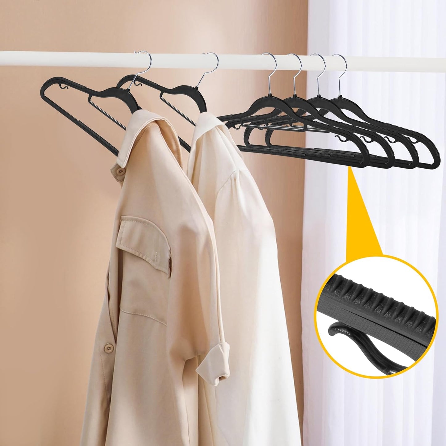 Perchas plástico sin terciopelo 50 Uds resistente