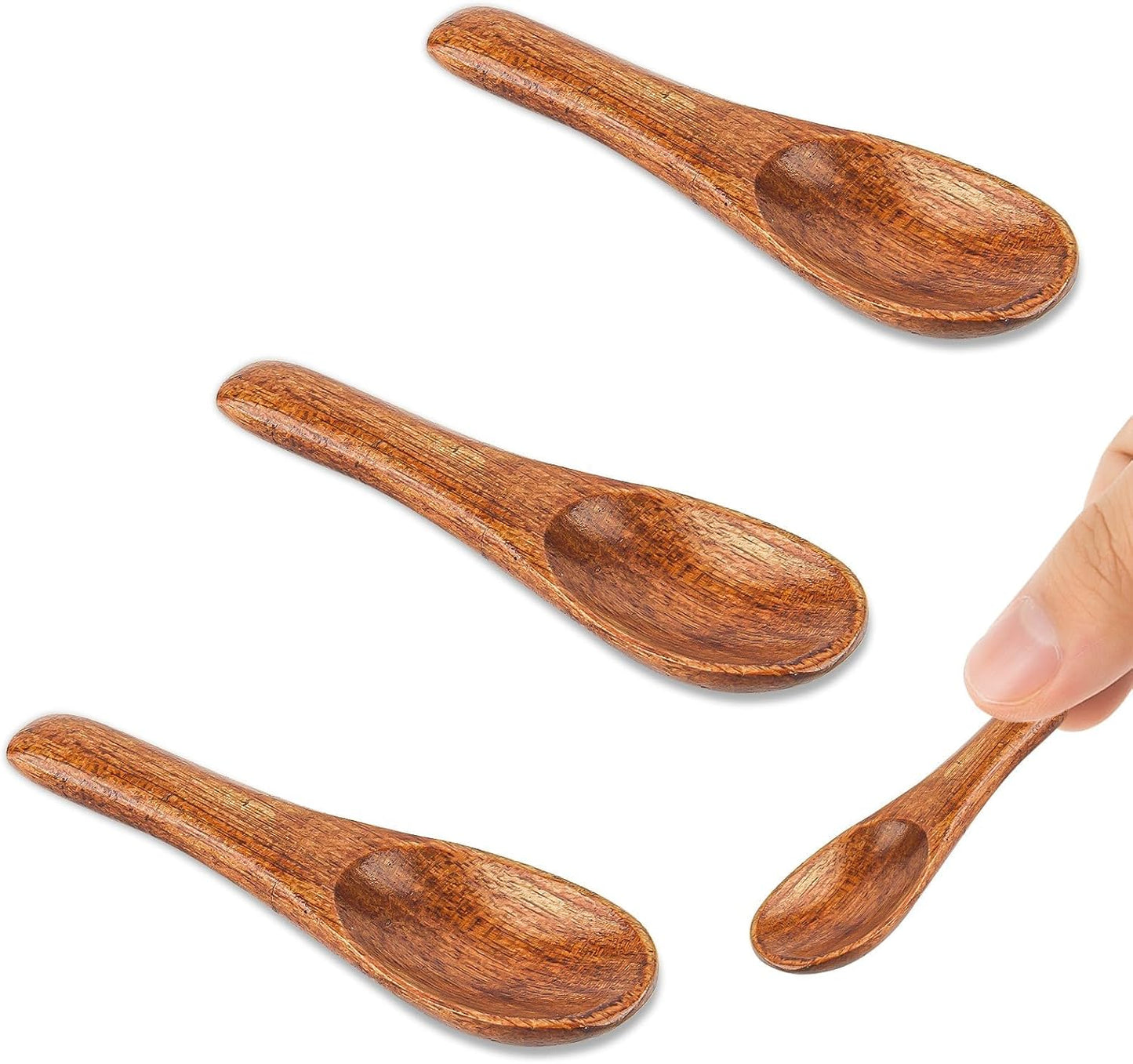 3 Cucharas Madera Rojo y Marrón para Especias 2.36pulg