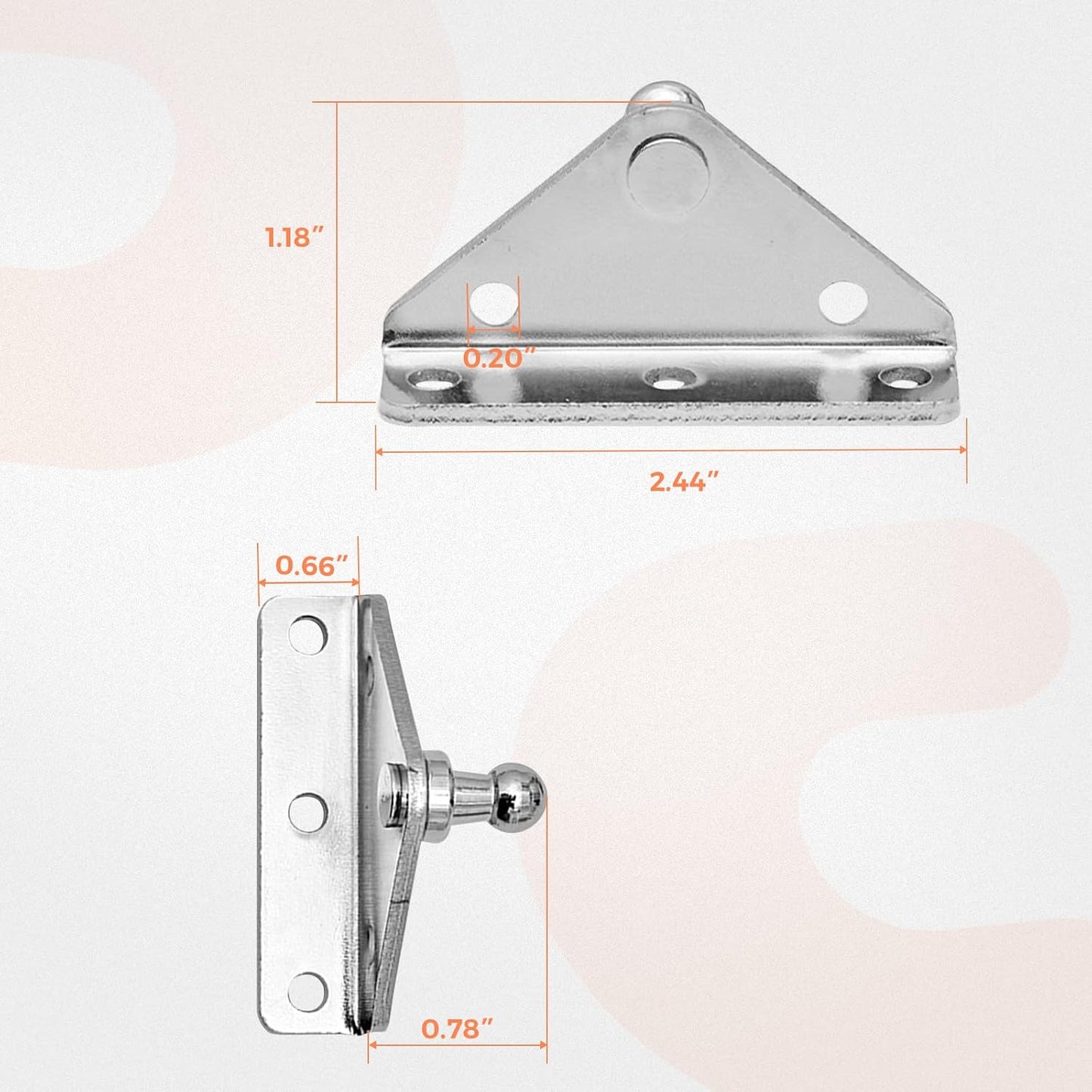 Soportes muelle gas con tornillo bola 10mm y 20 tornillos