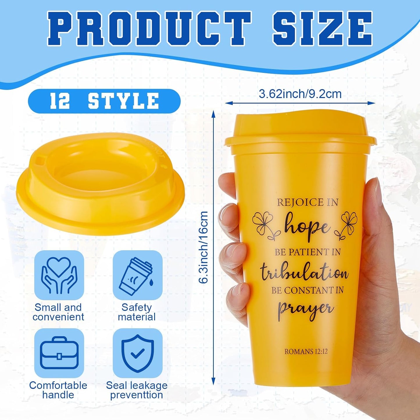 48 Tazas Cristianas 16oz con Versículo Biblia para Mujer