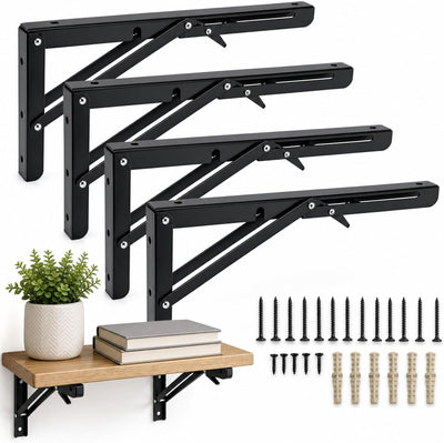 4 Soportes plegables estante 14" carga 300lb acero