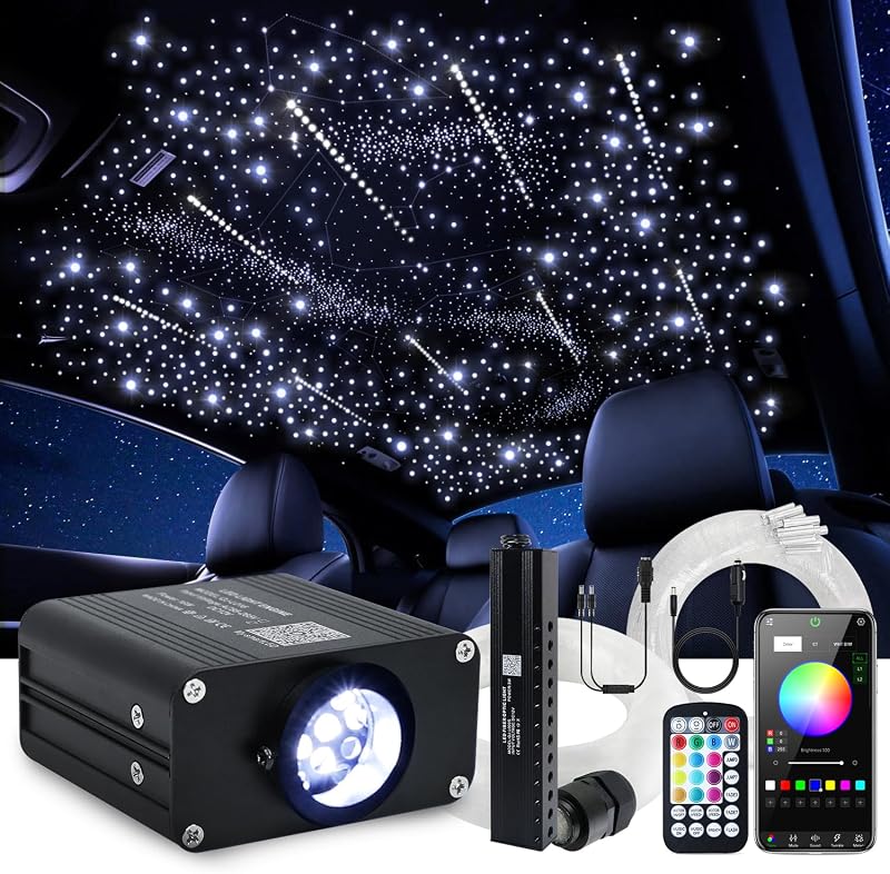 Kit cielo estrellado auto luces fibra optica RGBW con app