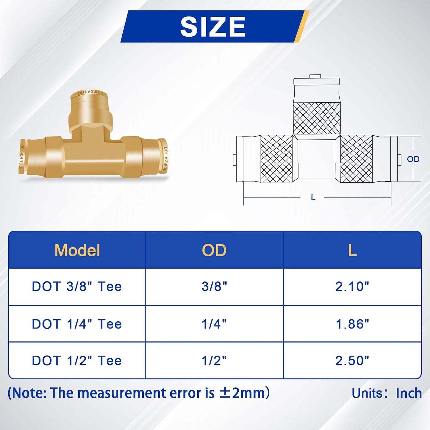 Conector aire freno latón 3/8" 3 pzas