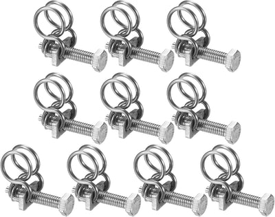 10 Abrazaderas Manguera Doble Alambre Acero Inox M6 Ajustables