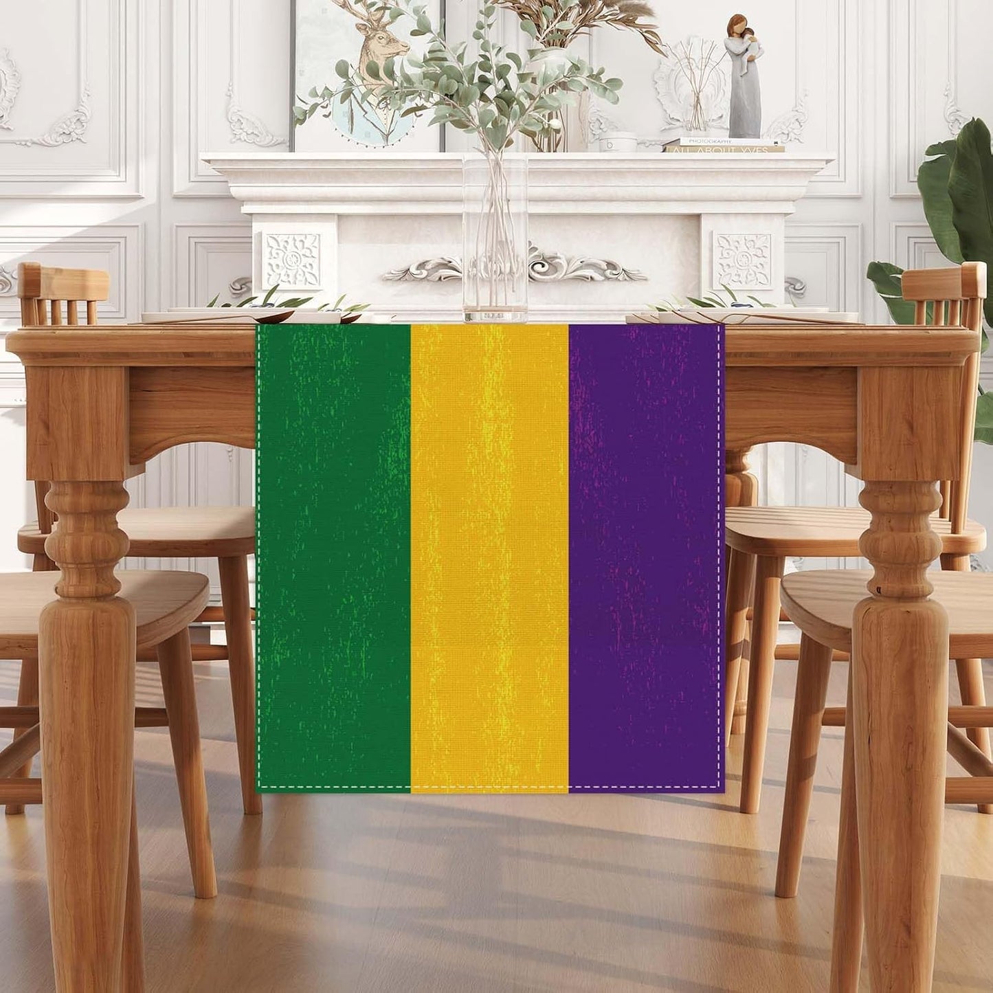 Camino mesa Mardi Gras 13x72pulg decoración hogar