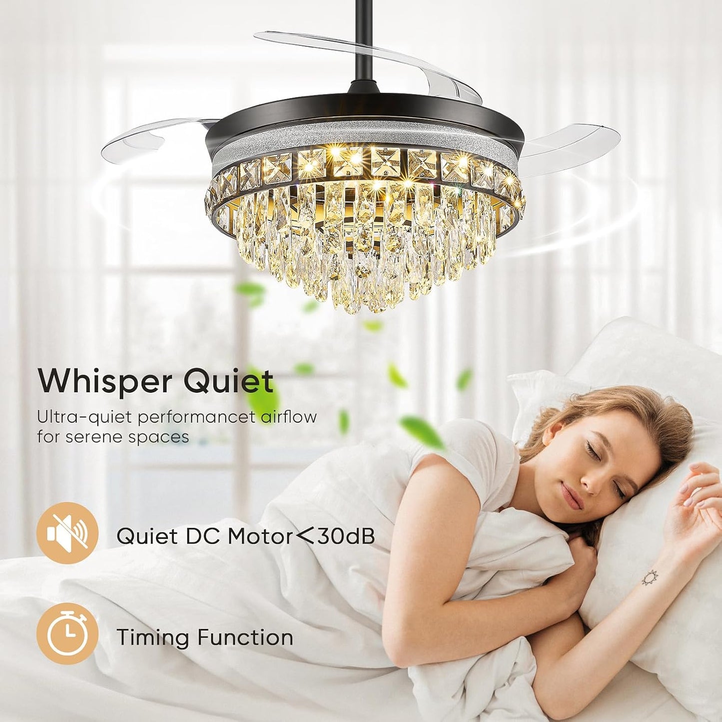 Ventilador techo Fandelier 42pulg con luz LED regulable 6