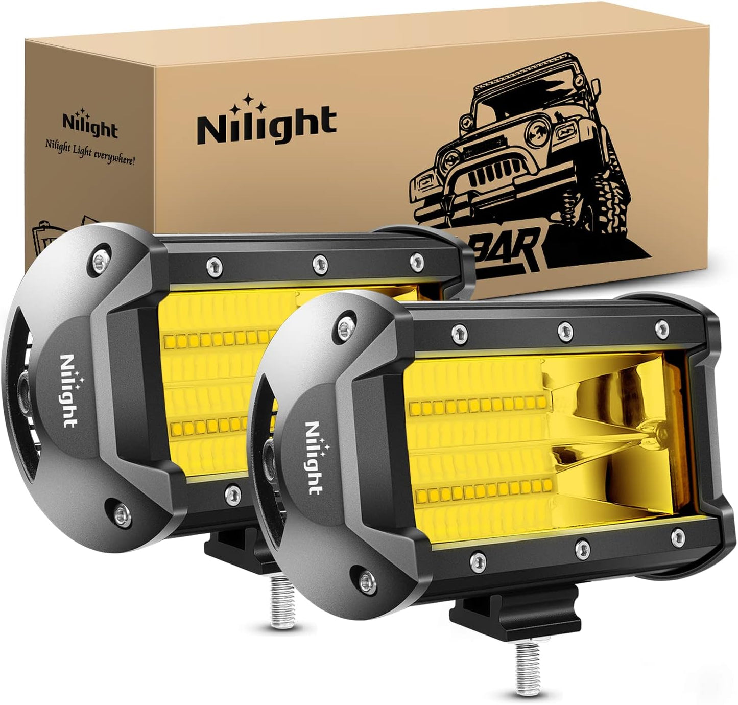 Barra inundación doble 5pulg LED 72W 10800lm amarillo
