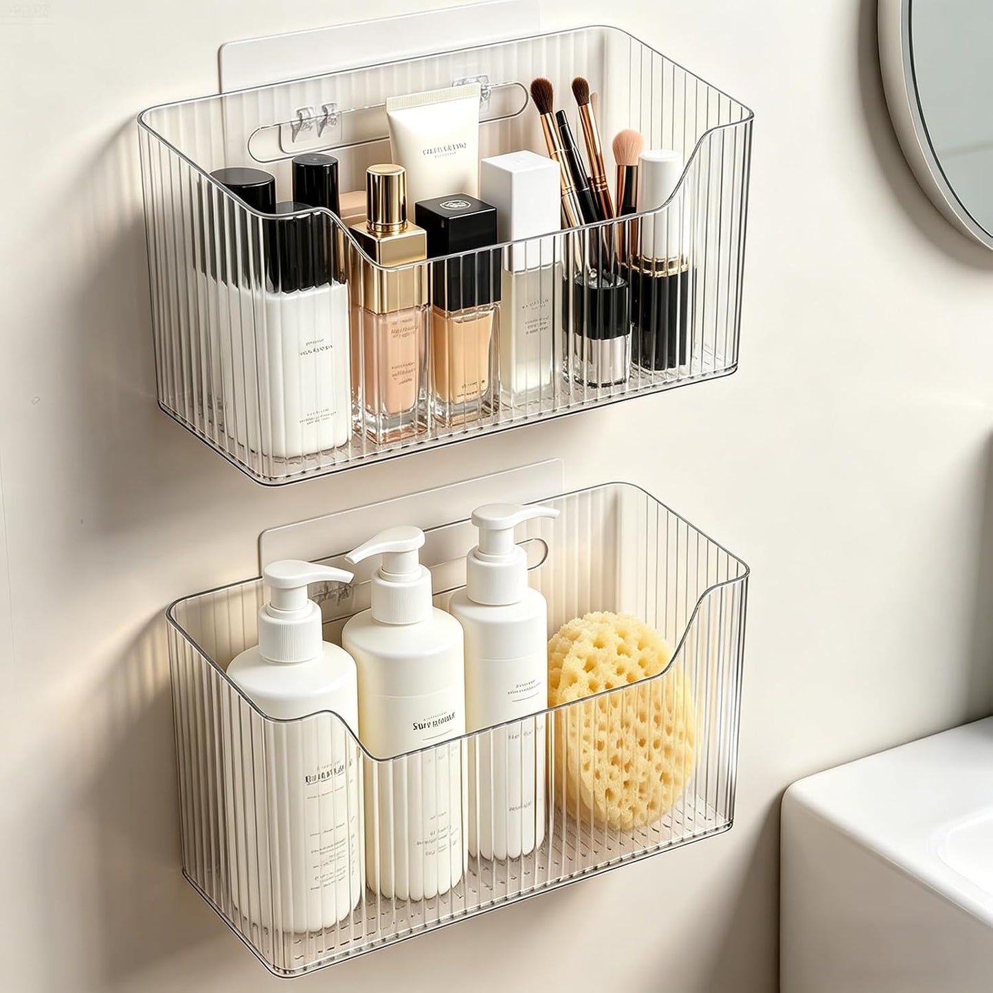 Organiz. adhesivo puerta 2uds transparente baño cocina
