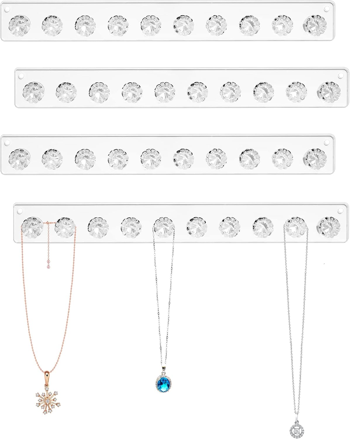 Soporte collares ganchos concha mar pack 4 transparente