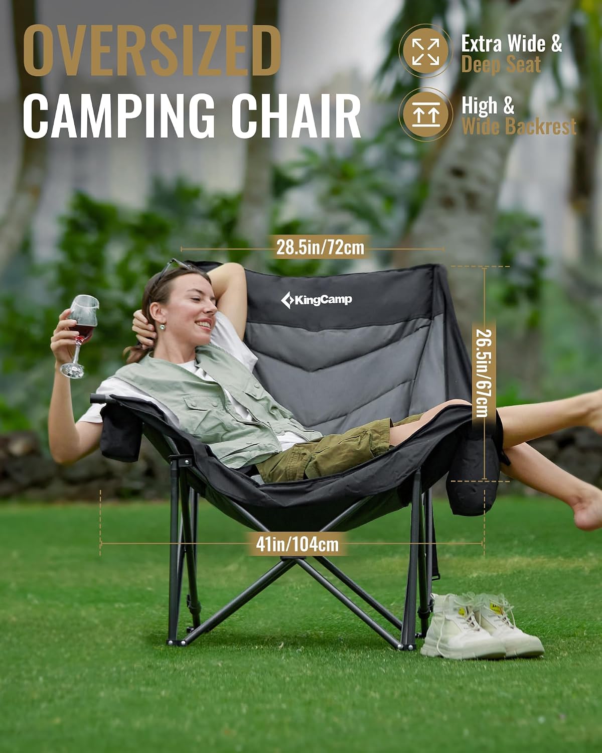 Silla camping plegable 500lb asiento acolchado con