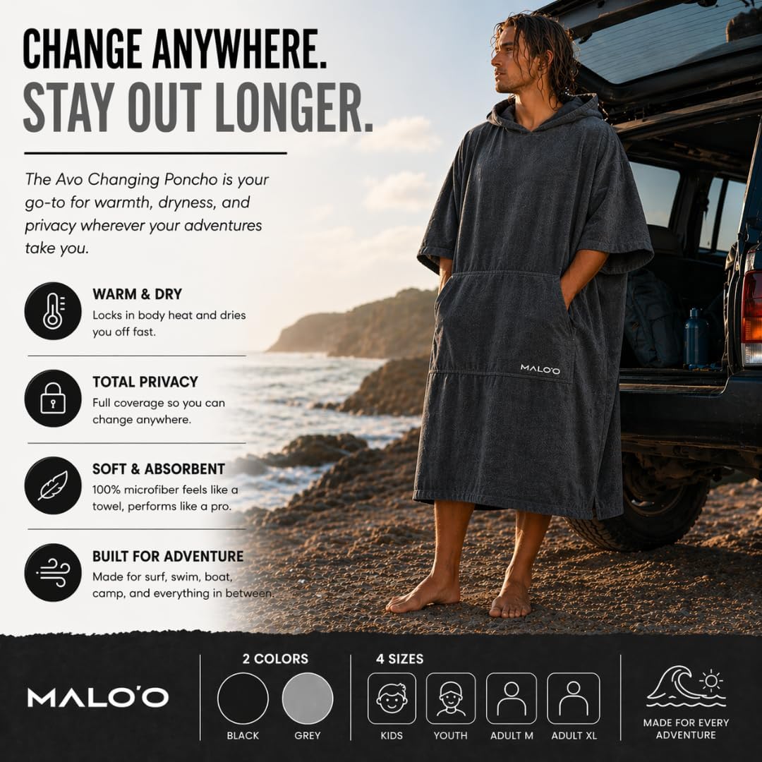 Poncho cambiador microfibra con capucha y bolsillo surf playa
