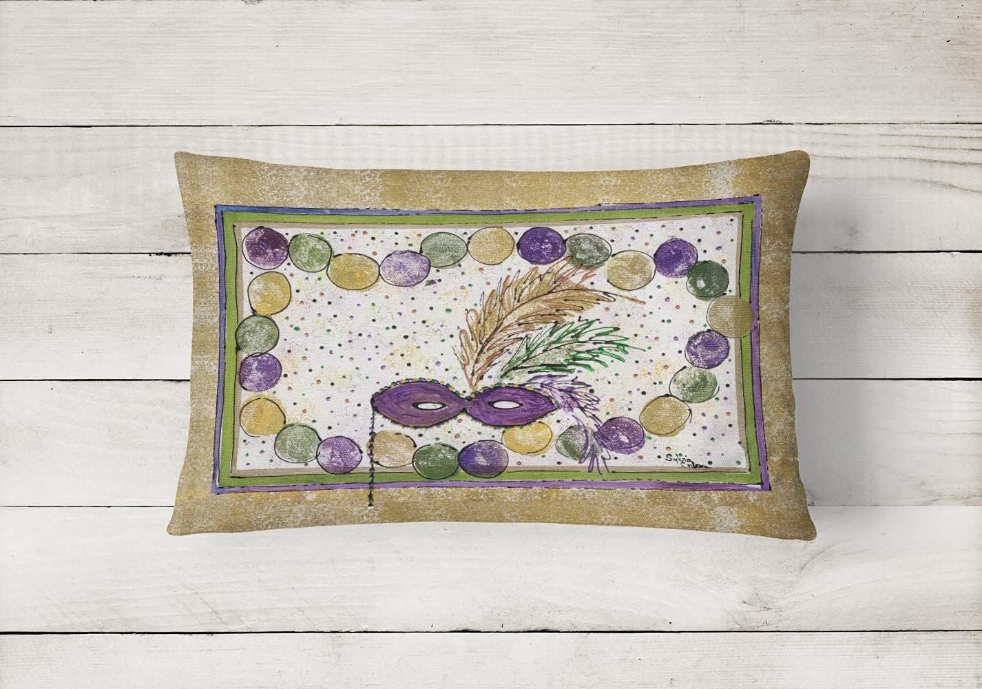 Almohada decorativa lona con cuentas Mardi Gras 12x16