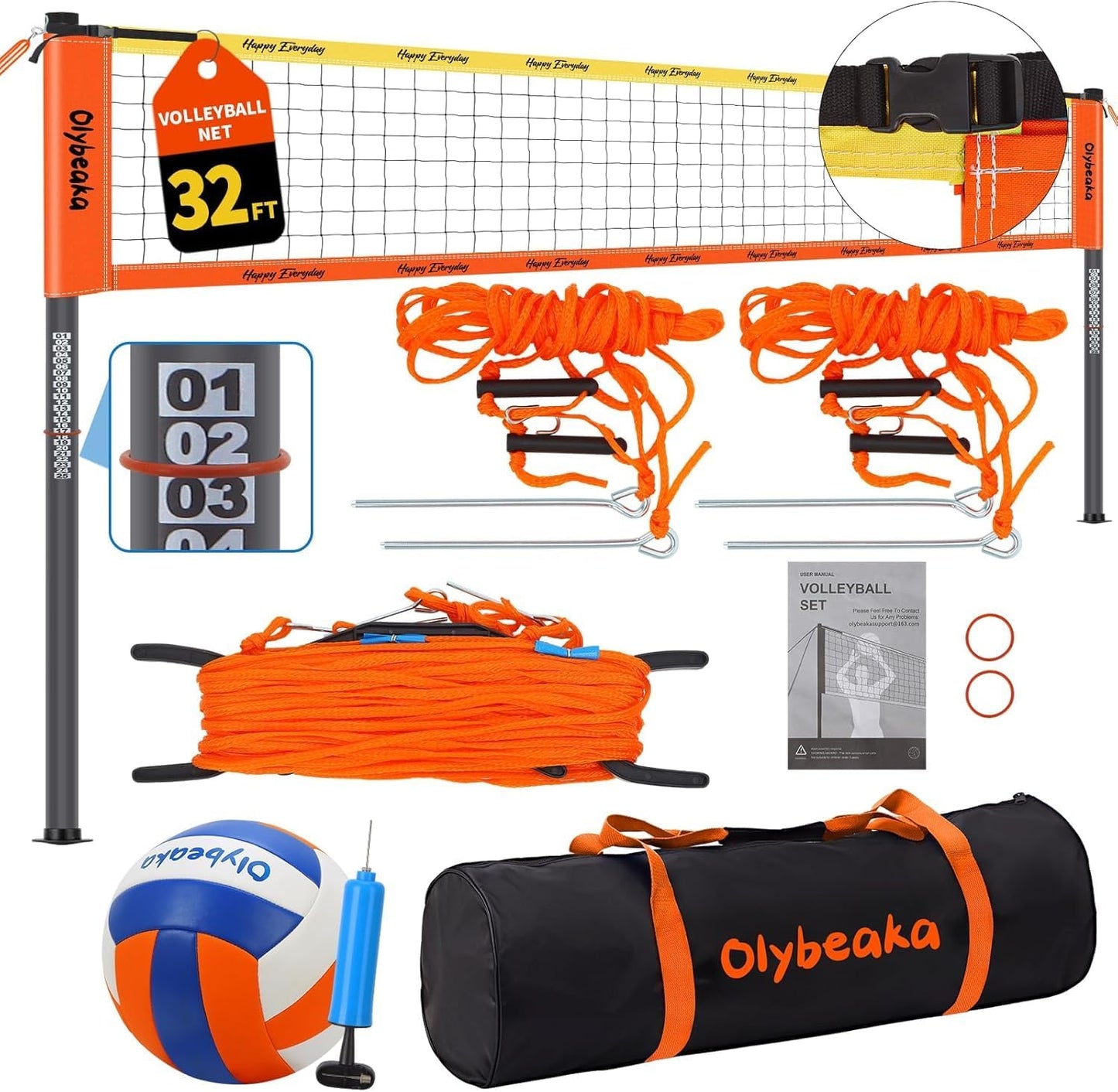 Redon voleibol portátil 32ft poste acero 1.25 malla 28-ply
