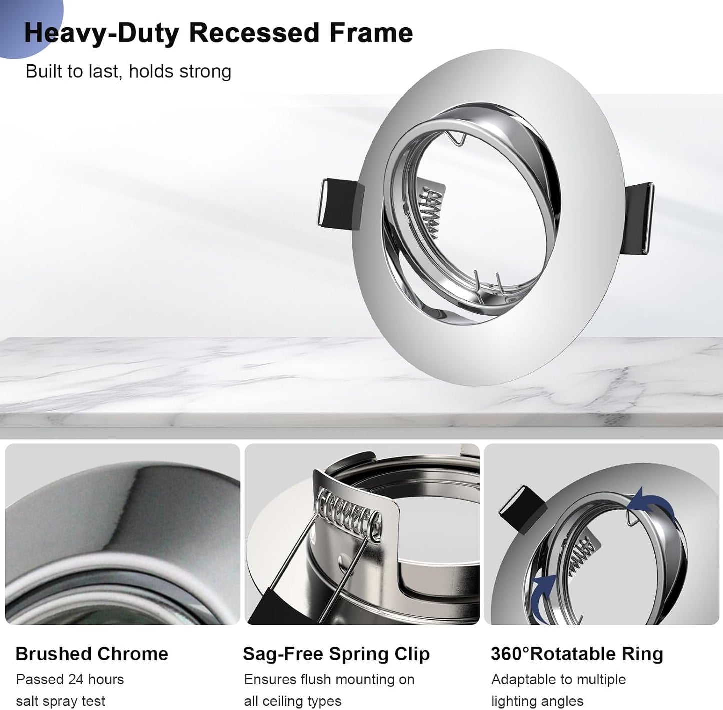 6 Marcos Luz Empotrada Comp MR16 Gu5.3 Soportes Redondos