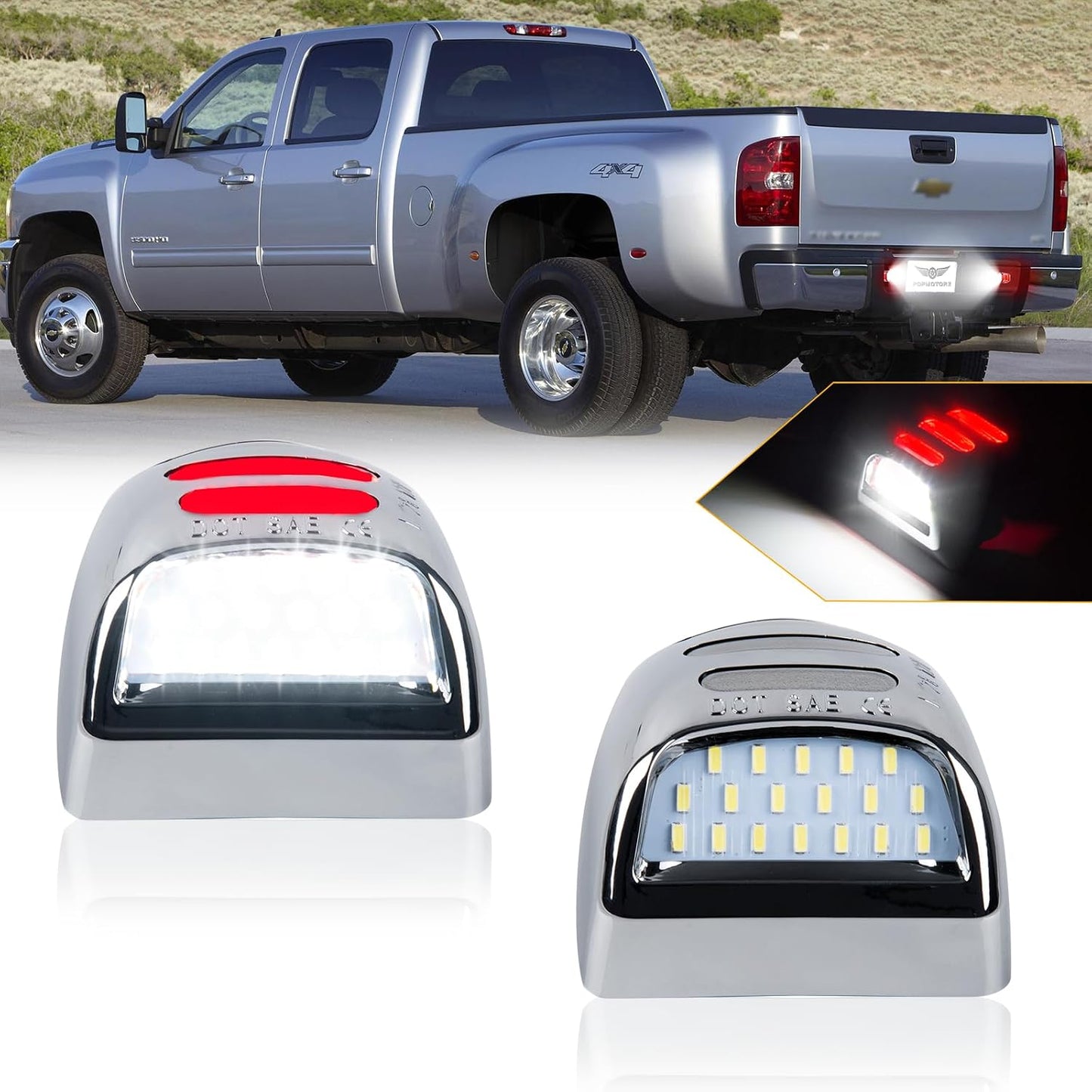 Lámparas LED placa Chevy Silverado GMC Sierra
