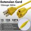 Cable extensión amarillo 1 pie SJTW 15A trabajo pesado
