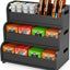 Organiz. bolsas té bambú 3 niveles apilable pared