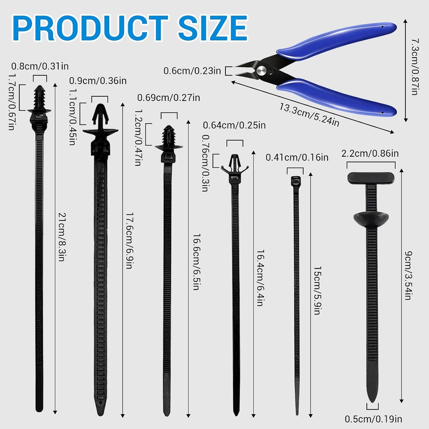 Kit bridas nailon autoblocantes UV 60 clips cables