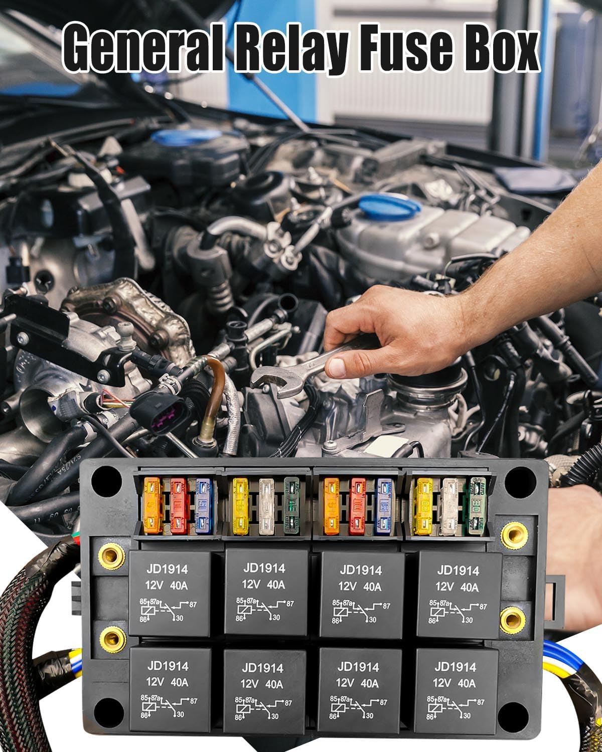Caja fusibles 12V bloque relés 8 pines auto camión