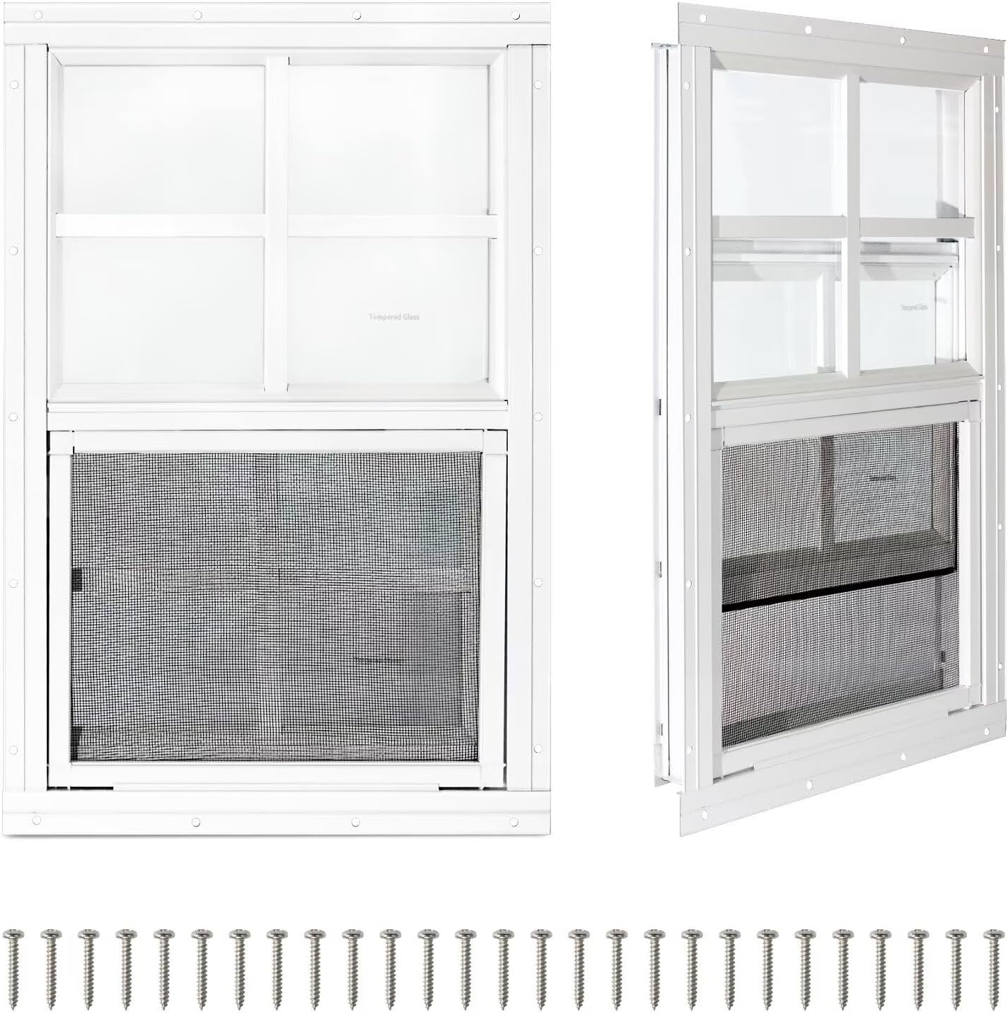 2 Ventanas Corredizas Cobertizo 24x27pulg Vidrio Templado