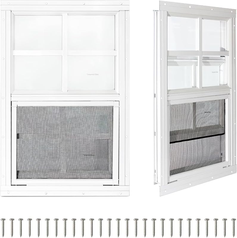 2 Ventanas Corredizas Cobertizo 18x23pulg Vidrio Templado