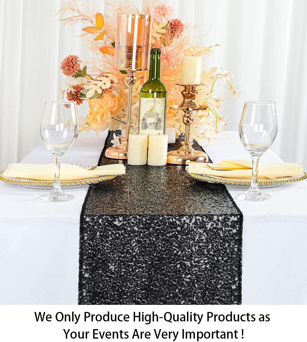 Camino mesa 14x108pulg purpurina negro decoración halloween