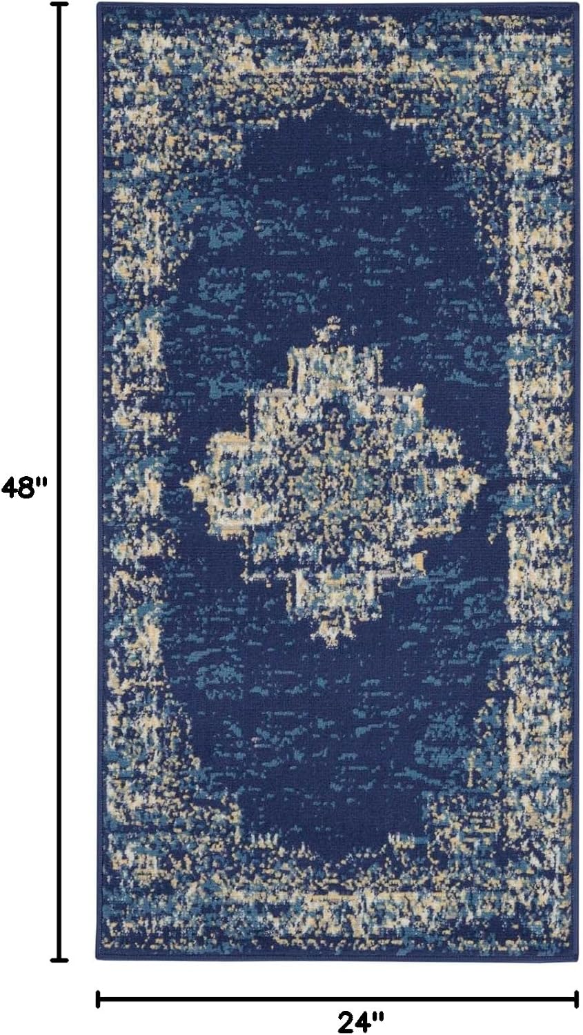 Alfombra 2x4ft dormitorio sala comedor azul marino