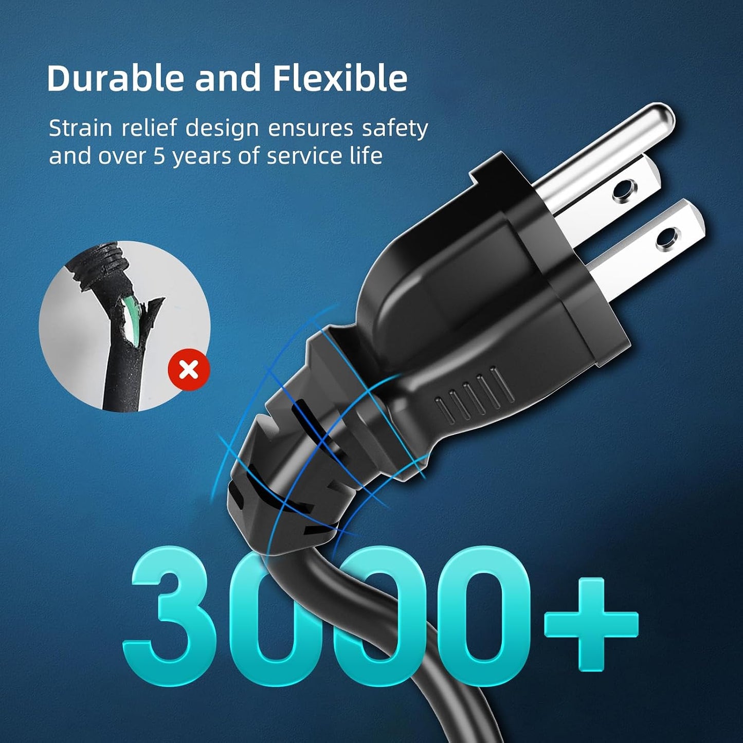 Cable extensión exterior 15ft impermeable negro 16awg sjtw 13a