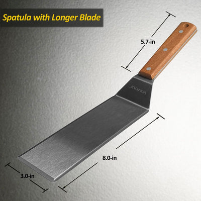 Espátula acero inox larga para plancha y BBQ