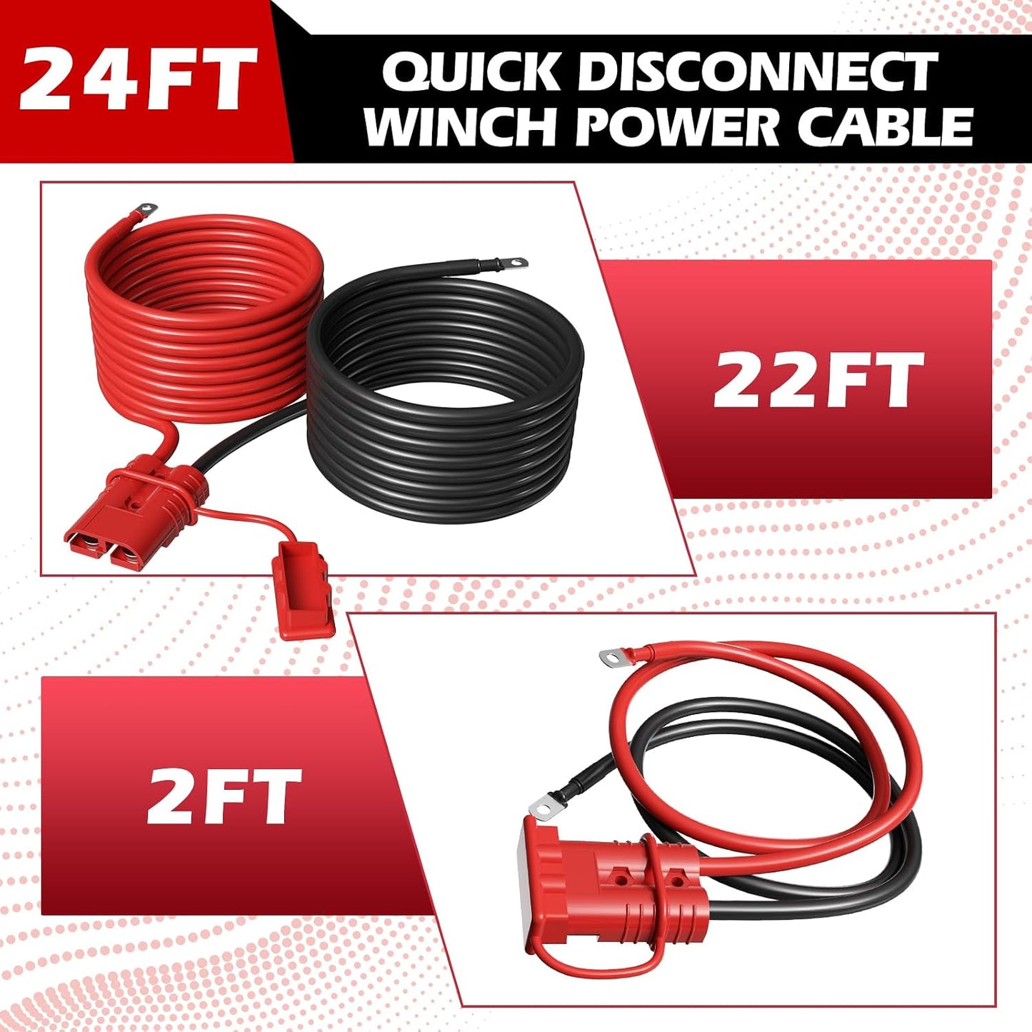 Cable cabrestante 24ft cobre 4AWG kit conexión rápida