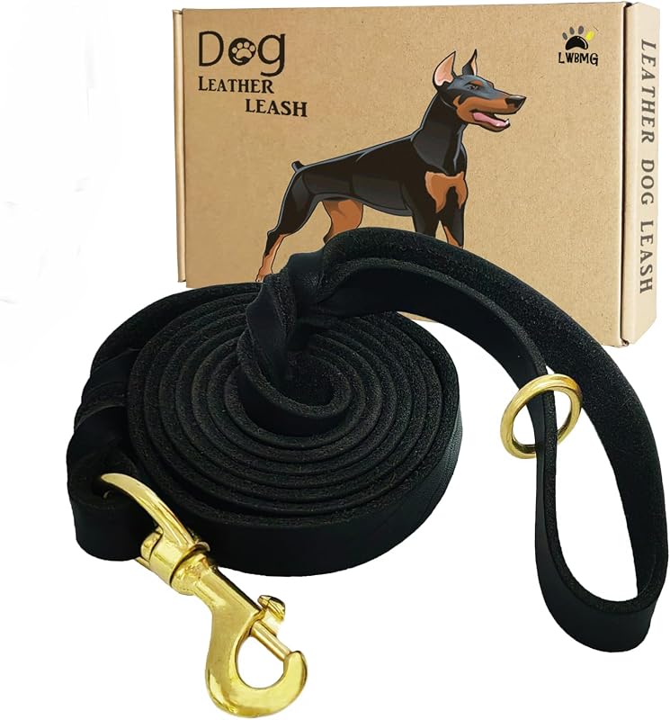 Correa cuero perro 8ft x 1/2pulg resistente suave medianos grandes