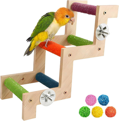 Escalera madera para pájaros loros puente masticable jaula