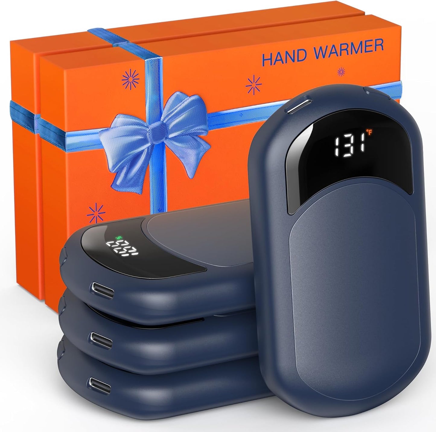Calentador manos recargable 104-131°F con control temp bolsillo