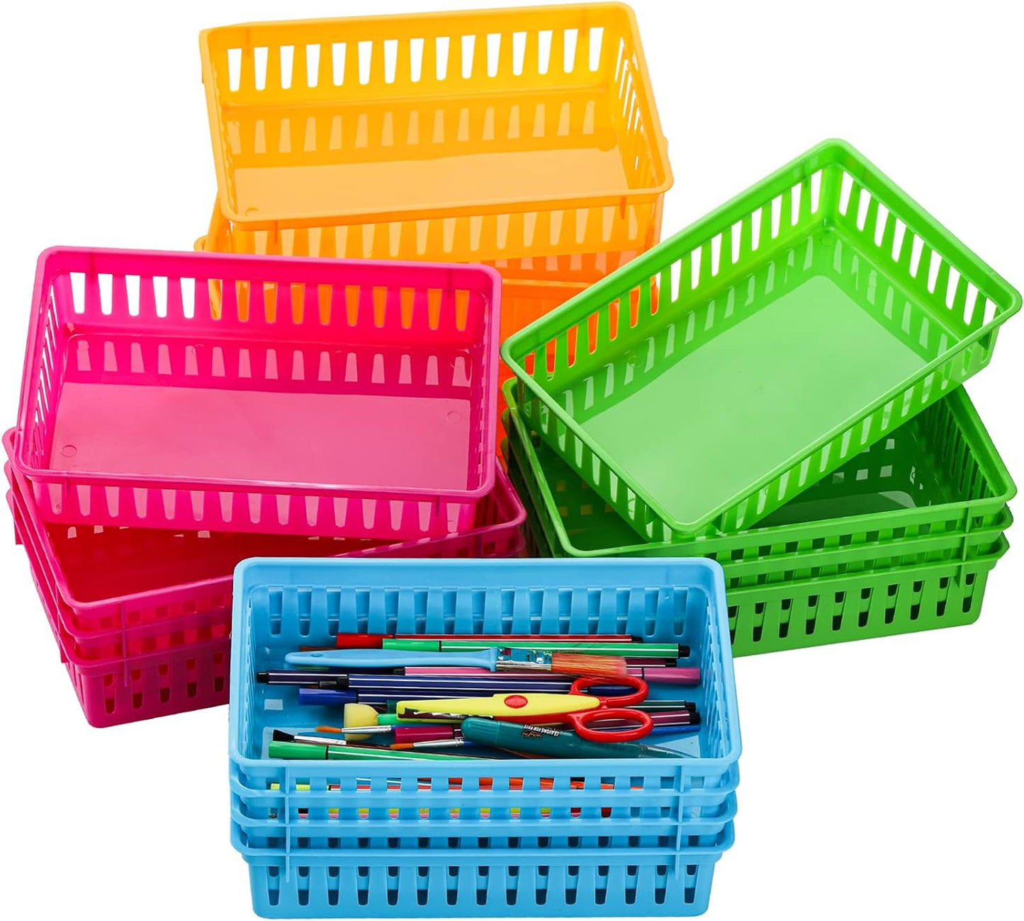 16 Canastas Plástico Almacenamiento Aula Coloridas