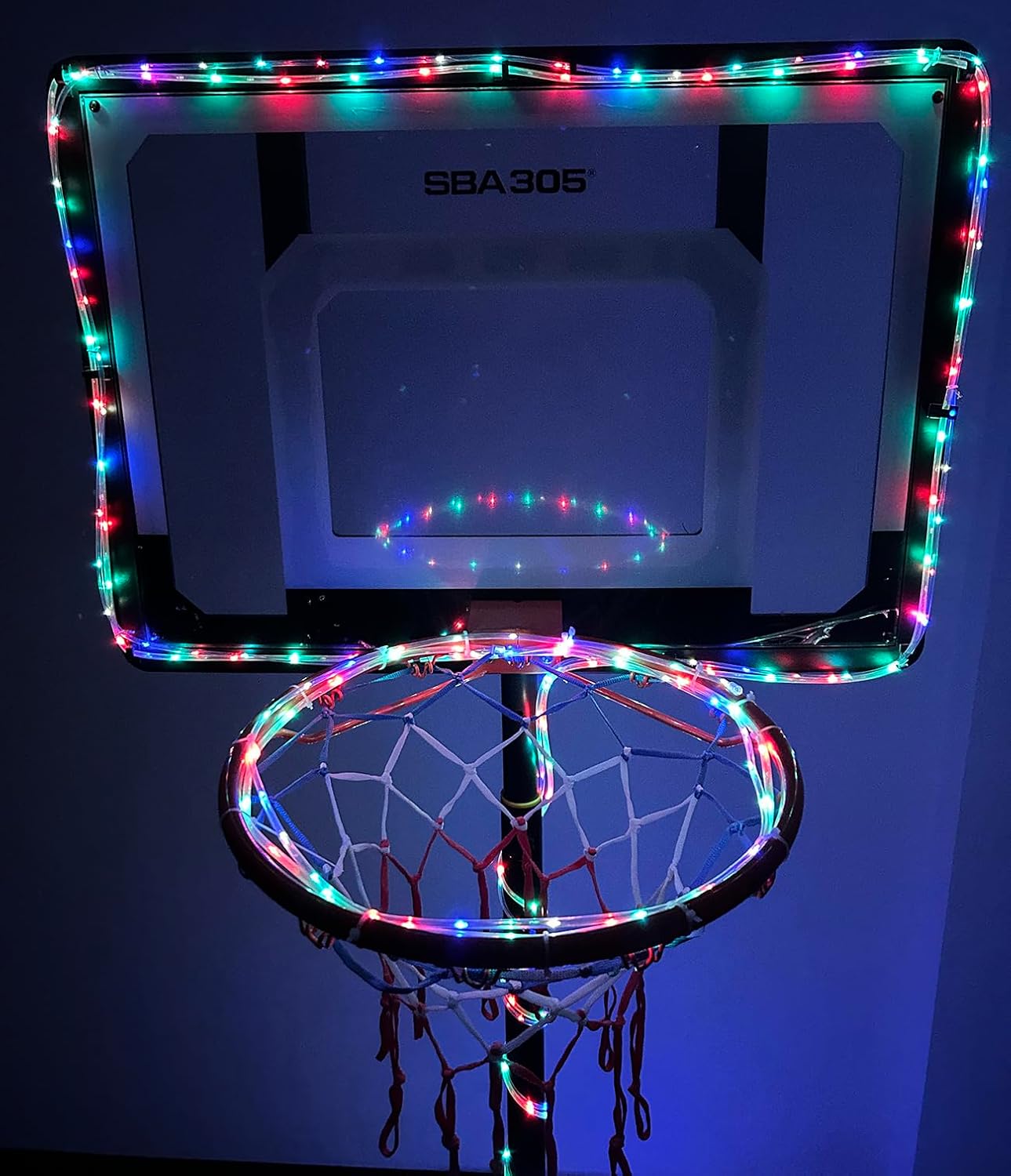 Luces LED aro baloncesto 18" 8 modos multicolor impermeable