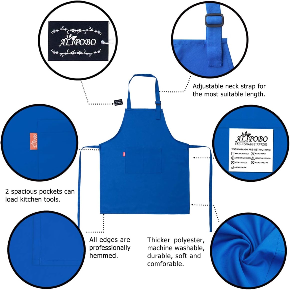 Delantal y gorro chef niños ajustable con babero 2 bolsillos