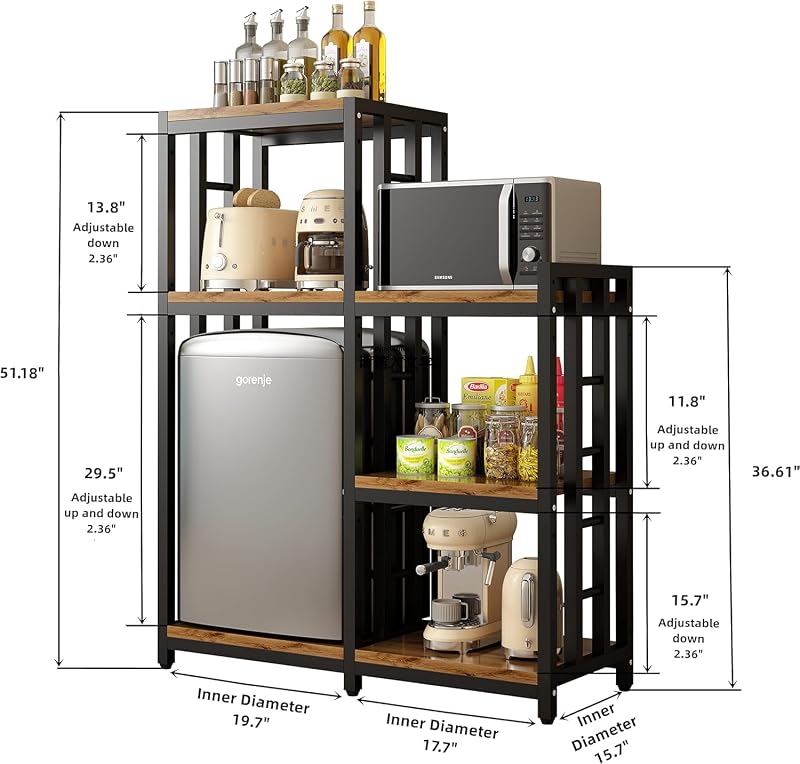 Estante cocina 6 niveles para panadería 52x40" marrón