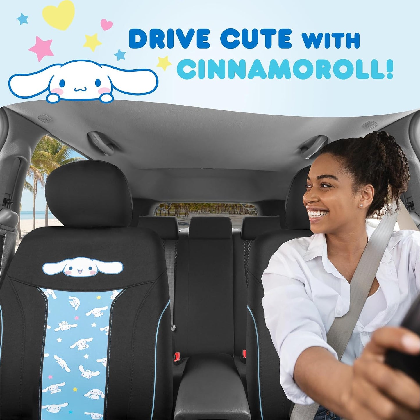 Funda asiento Hello Kitty Cinnamoroll azul poliéster coche
