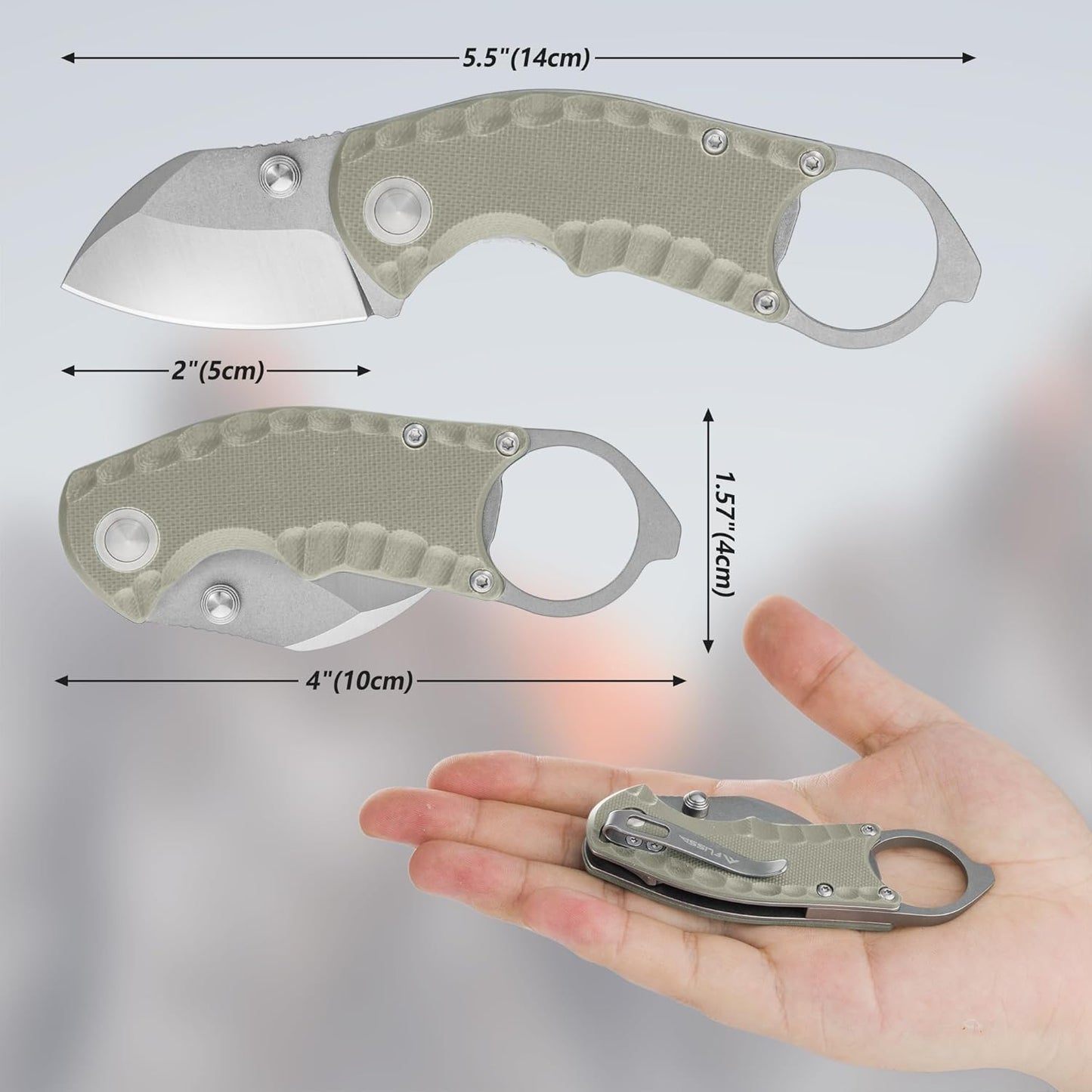 Cuchillo EDC plegable acero 8Cr13MoV mango G10 tan