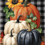 Bandera casa calabazas cuadros otoño