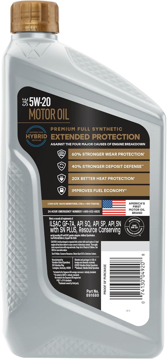 Aceite sintético motor 5W-20 1qt