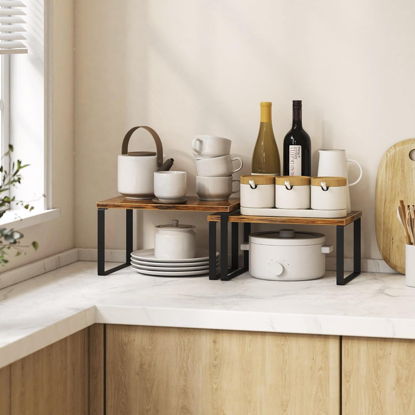 4 Pzas Estante Organiz. Cocina Madera Apilable
