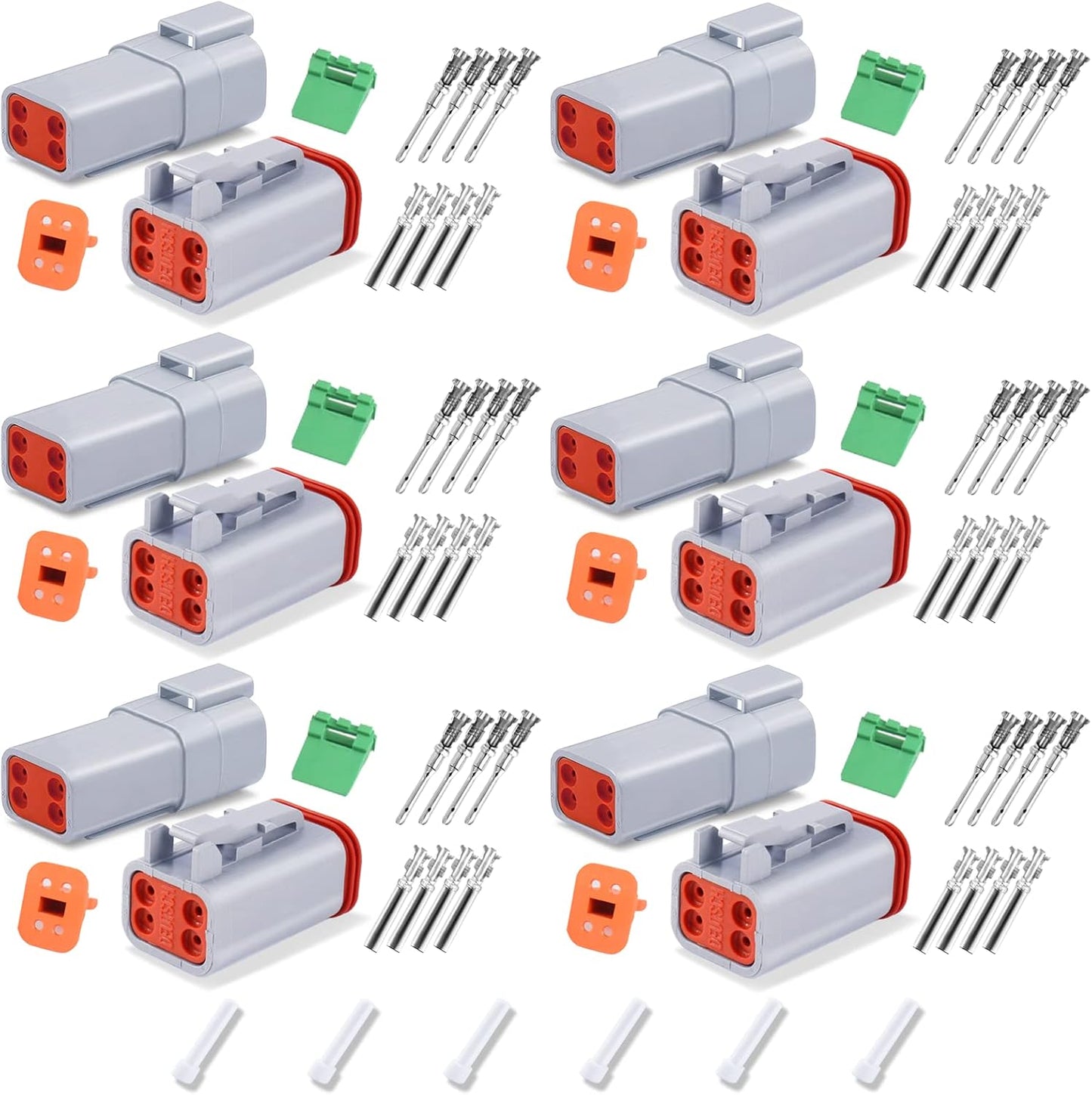Conectores eléctricos 4 pines 6 set impermeables